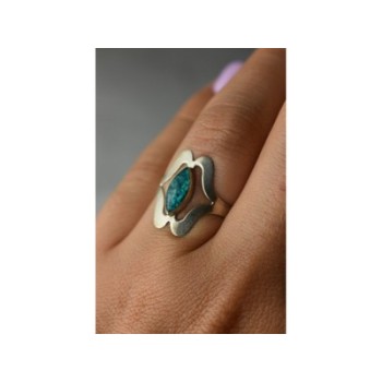 925 Sterling Silver Chinese Turquoise Ring Size 6.75 Mexico