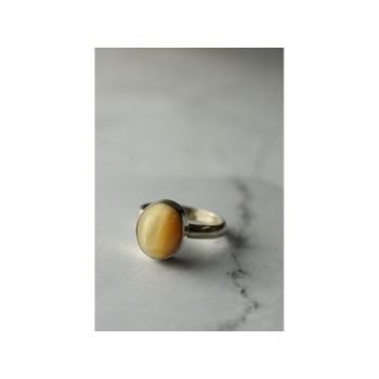 925 Sterling Silver Amber Ring Size 8.5