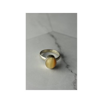 925 Sterling Silver Amber Ring Size 8.5