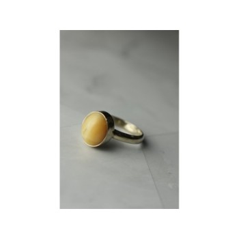 925 Sterling Silver Amber Ring Size 8.5