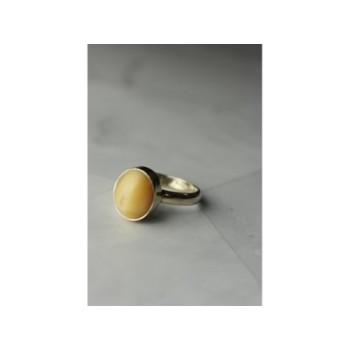 925 Sterling Silver Amber Ring Size 8.5
