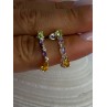 925 Sterling Silver Peridot & Amethyst & Citrine Earrings Length 0.90 inch