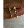 925 Sterling Silver Peridot & Amethyst & Citrine Earrings Length 0.90 inch