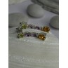 925 Sterling Silver Peridot & Amethyst & Citrine Earrings Length 0.90 inch