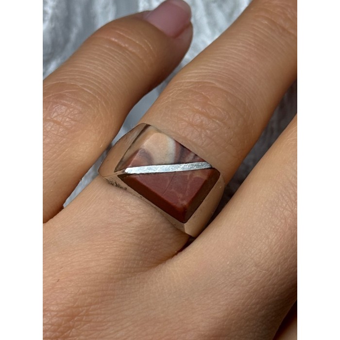 925 Sterling Silver Agate Ring Size 7