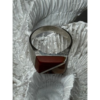 925 Sterling Silver Agate Ring Size 7