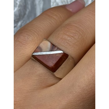 925 Sterling Silver Agate Ring Size 7