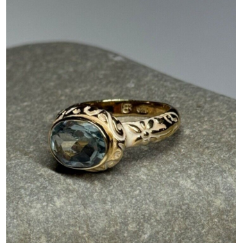 925 Sterling Silver Gold Plated Topaz Ring Size 6