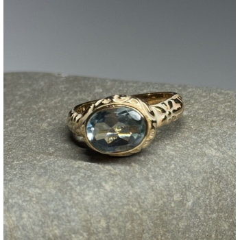 925 Sterling Silver Gold Plated Topaz Ring Size 6