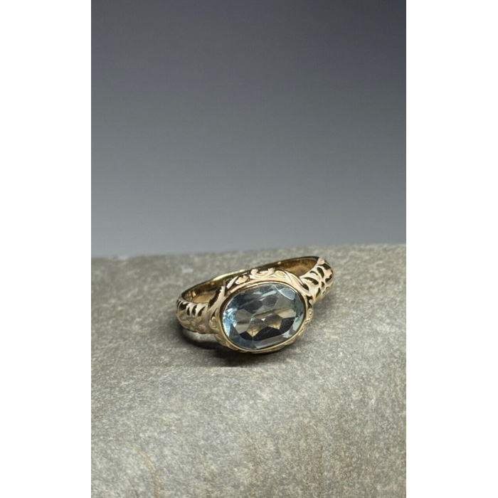 925 Sterling Silver Gold Plated Topaz Ring Size 6