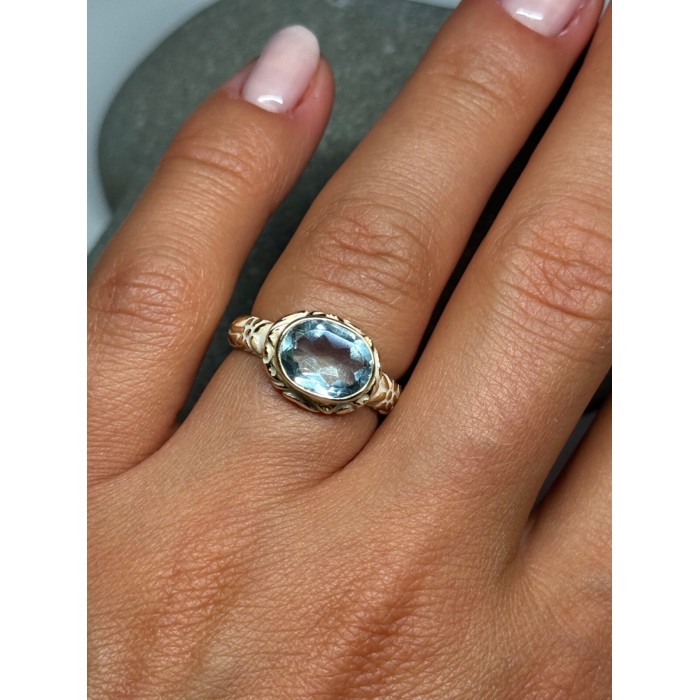 925 Sterling Silver Gold Plated Topaz Ring Size 6