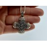 925 Sterling Silver CZ & Marcasites Chain with Cross