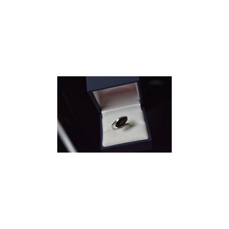 925 Sterling Silver Black Nephrite Ring Size 7.25