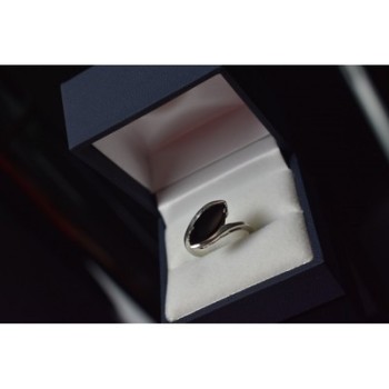 925 Sterling Silver Black Nephrite Ring Size 7.25