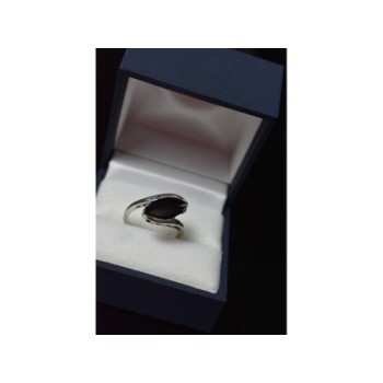 925 Sterling Silver Black Nephrite Ring Size 7.25
