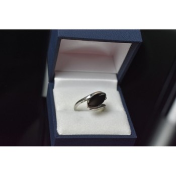 925 Sterling Silver Black Nephrite Ring Size 7.25