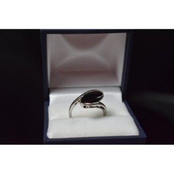 925 Sterling Silver Black Nephrite Ring Size 7.25