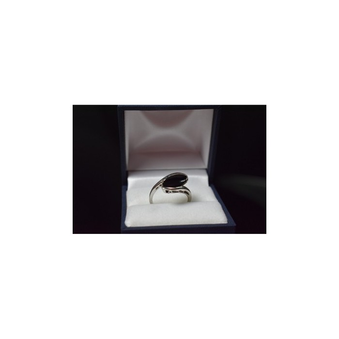 925 Sterling Silver Black Nephrite Ring Size 7.25