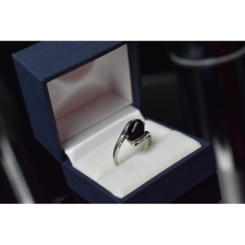 925 Sterling Silver Black Nephrite Ring Size 7.25