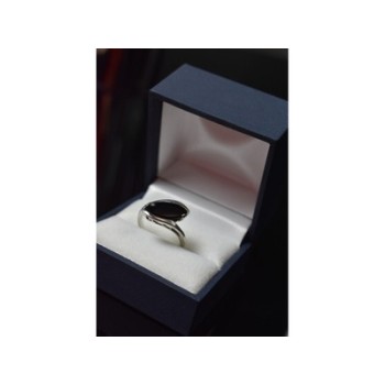 925 Sterling Silver Black Nephrite Ring Size 7.25