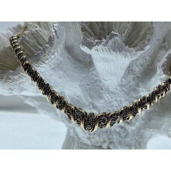 925 Sterling Silver Gold Plated Diamonds Necklace