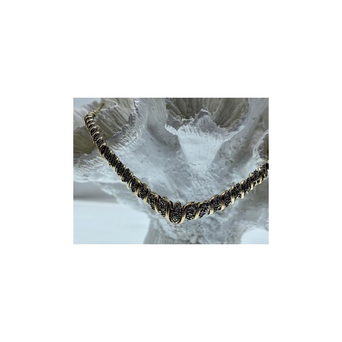 925 Sterling Silver Gold Plated Diamonds Necklace