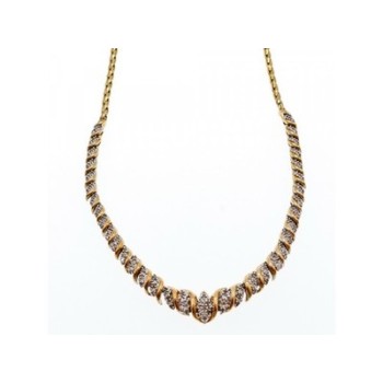 925 Sterling Silver Gold Plated Diamonds Necklace