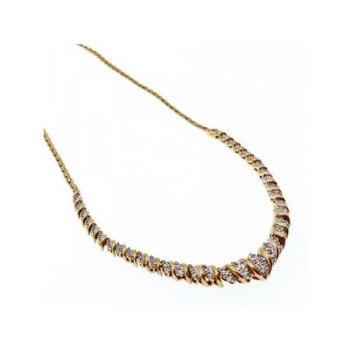 925 Sterling Silver Gold Plated Diamonds Necklace
