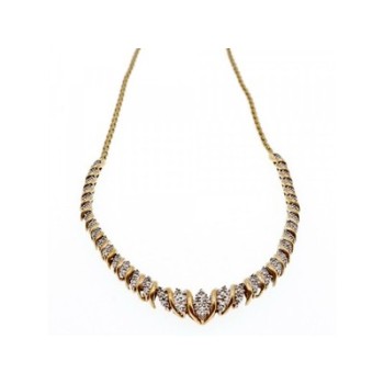925 Sterling Silver Gold Plated Diamonds Necklace