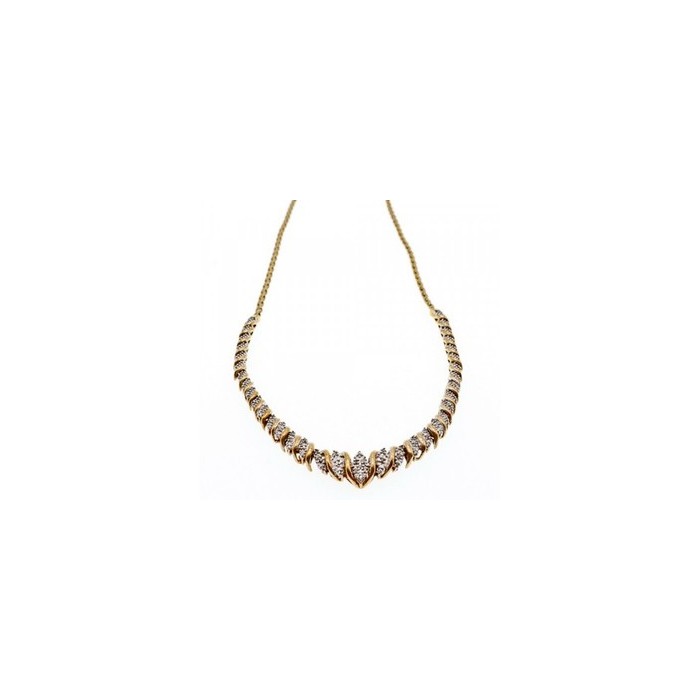 925 Sterling Silver Gold Plated Diamonds Necklace