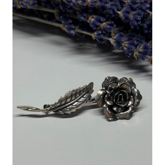 Jewelart 925 Sterling Silver Rose Brooch