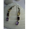 925 Sterling Silver Amethyst & Garnet & Citrine Earrings Length 2.30 inch