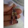 925 Sterling Silver Amethyst & Garnet & Citrine Earrings Length 2.30 inch
