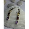 925 Sterling Silver Amethyst & Garnet & Citrine Earrings Length 2.30 inch