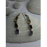 925 Sterling Silver Amethyst & Garnet & Citrine Earrings Length 2.30 inch