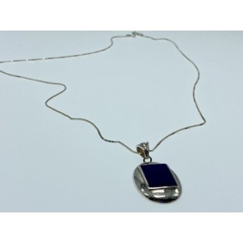 925 Sterling Silver Blue Enamel Chain with Pendant