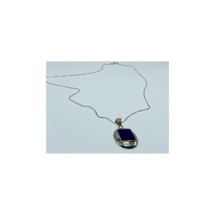 925 Sterling Silver Blue Enamel Chain with Pendant