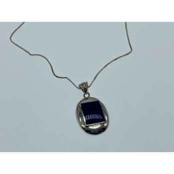 925 Sterling Silver Blue Enamel Chain with Pendant