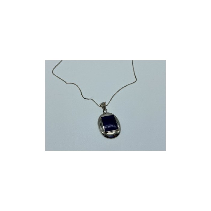 925 Sterling Silver Blue Enamel Chain with Pendant