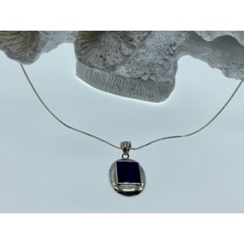 925 Sterling Silver Blue Enamel Chain with Pendant