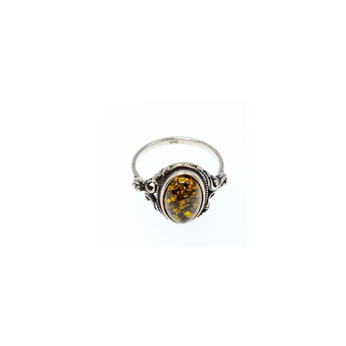 Vintage 925 Sterling Silver Amber Ring Size 7