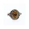 Vintage 925 Sterling Silver Amber Ring Size 7