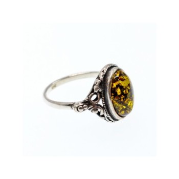 Vintage 925 Sterling Silver Amber Ring Size 7