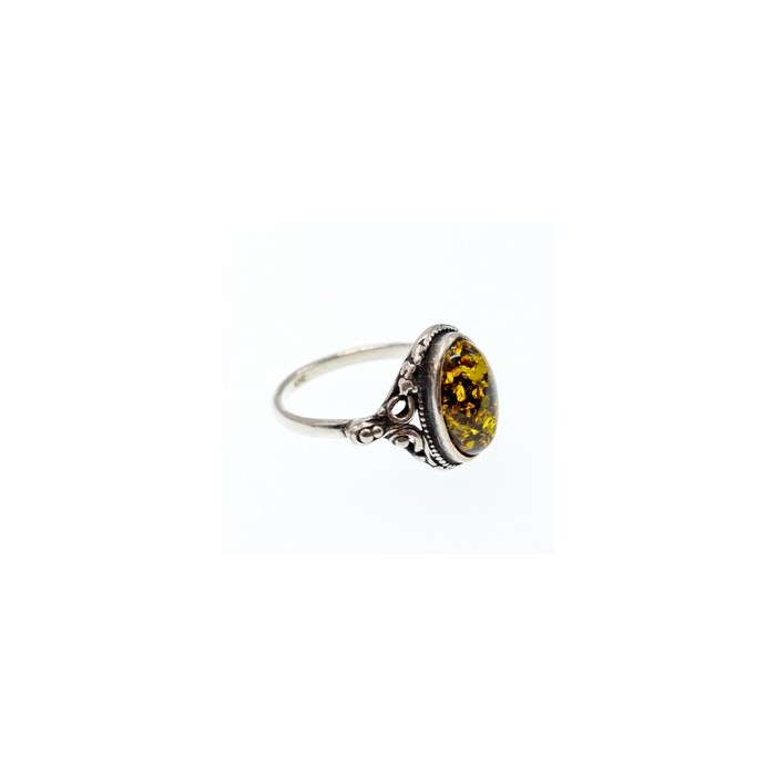 Vintage 925 Sterling Silver Amber Ring Size 7