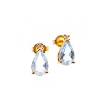 14K YELLOW GOLD TOPAZ & DIAMOND EARRINGS