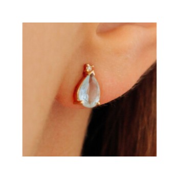 14K YELLOW GOLD TOPAZ & DIAMOND EARRINGS