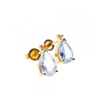 14K YELLOW GOLD TOPAZ & DIAMOND EARRINGS