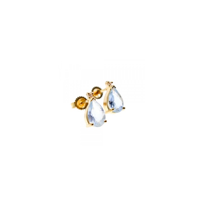 14K YELLOW GOLD TOPAZ & DIAMOND EARRINGS