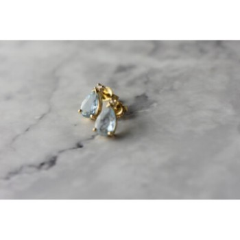 14K YELLOW GOLD TOPAZ & DIAMOND EARRINGS