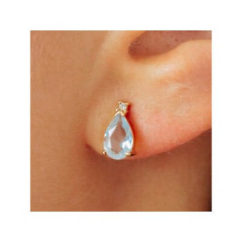 14K YELLOW GOLD TOPAZ & DIAMOND EARRINGS